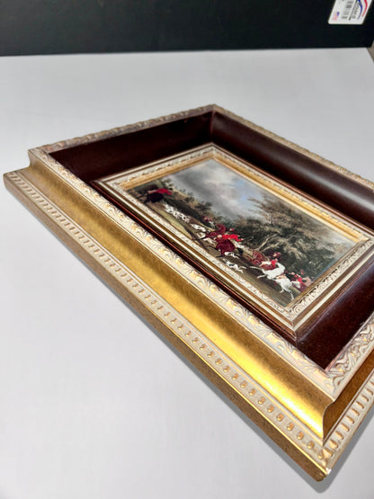 Antique/Vintage James Pollard English Hunting Print -"The Hertfordshire Hunt"- Ornate 2" Deep Wooden Frame