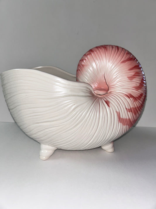 Vintage Fitz and Floyd Hollywood Regency Nautilus Shell Planter - Large- Pink