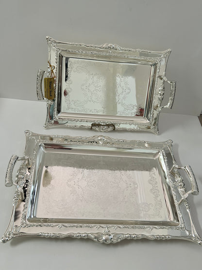Unique Touch Edelglanz Premium Silver Plated Serving Trays (Set of 2)