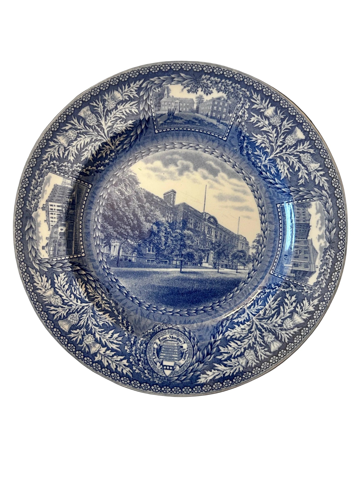 12pc Set Vintage 1929 Wedgwood England University of Pennsylvania Transferware Blue Plates