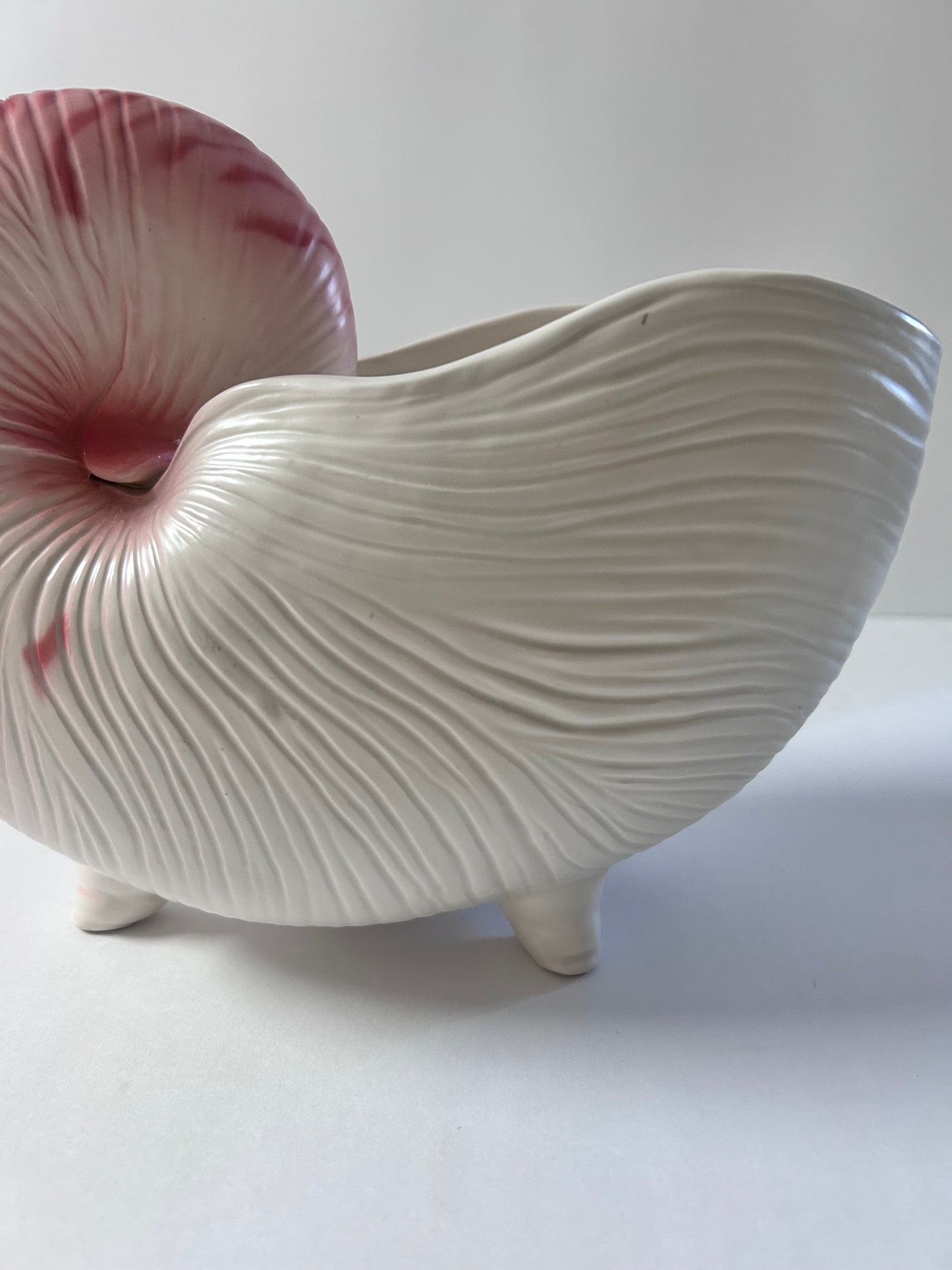 Vintage Fitz and Floyd Hollywood Regency Nautilus Shell Planter - Large- Pink