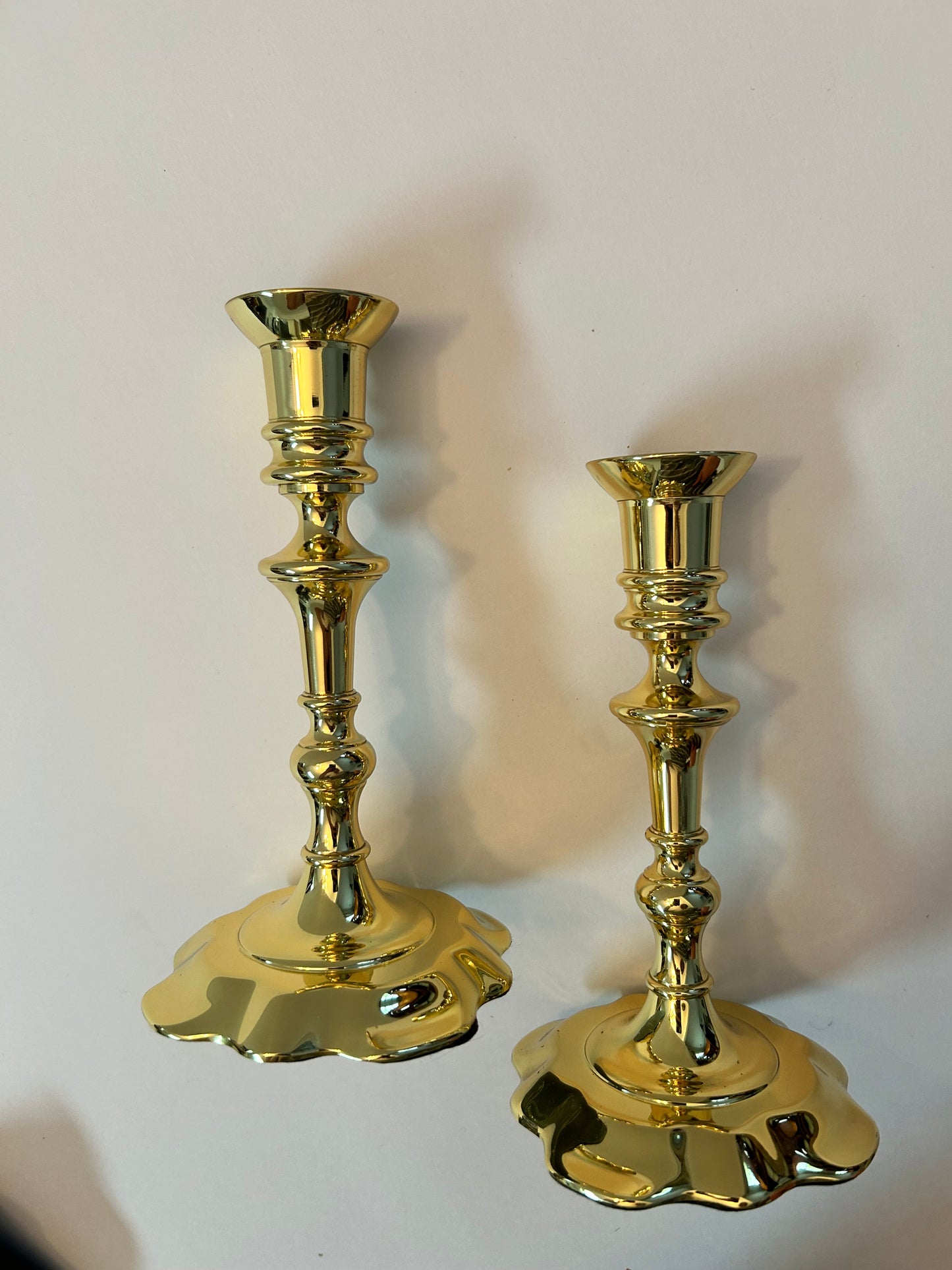 Baldwin Historic Deerfield Collection Solid Brass Queen Anne Style Candlestick Holders