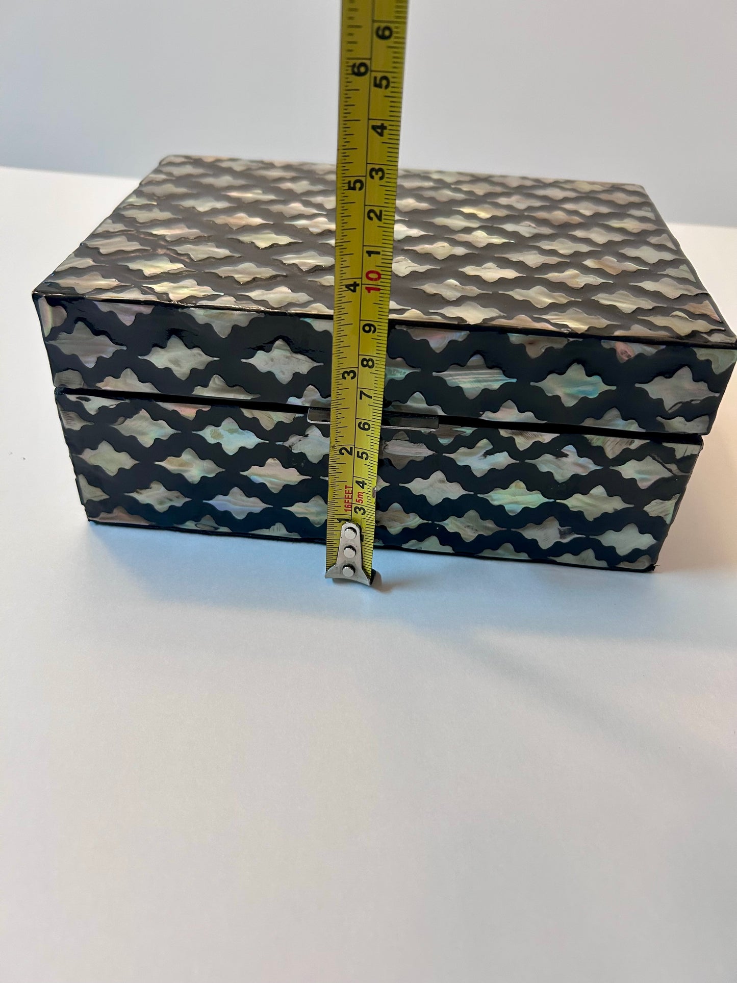 Litton Lane Rectangle Mother of Pearl Box with Hinged Lid