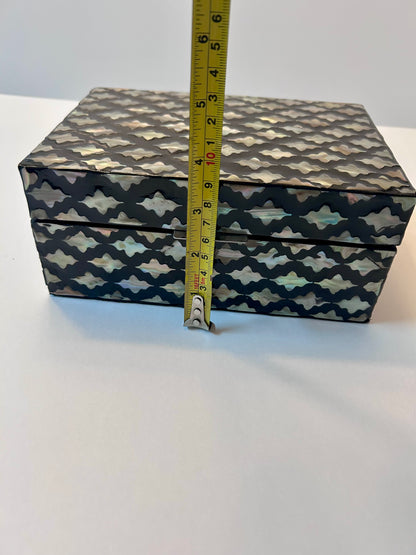 Litton Lane Rectangle Mother of Pearl Box with Hinged Lid