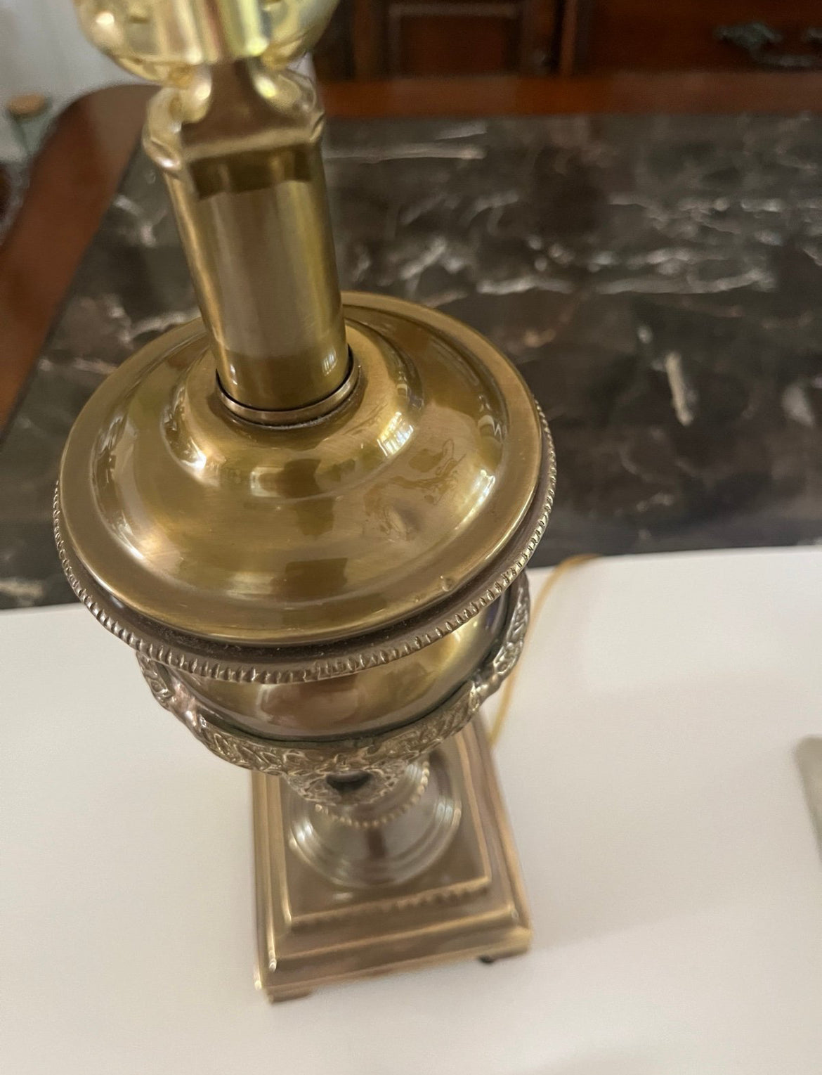 *Fix*Vintage Kaeder Unique (20”) Bronze/Brass Lamp Leather shade.