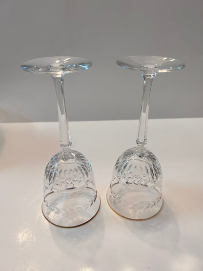 Set of 2 Vintage Lenox Monroe Gold Crystal Wine Glasses - Wheat Etch & Gold Rim - 7-1/4"
H - Made in USA