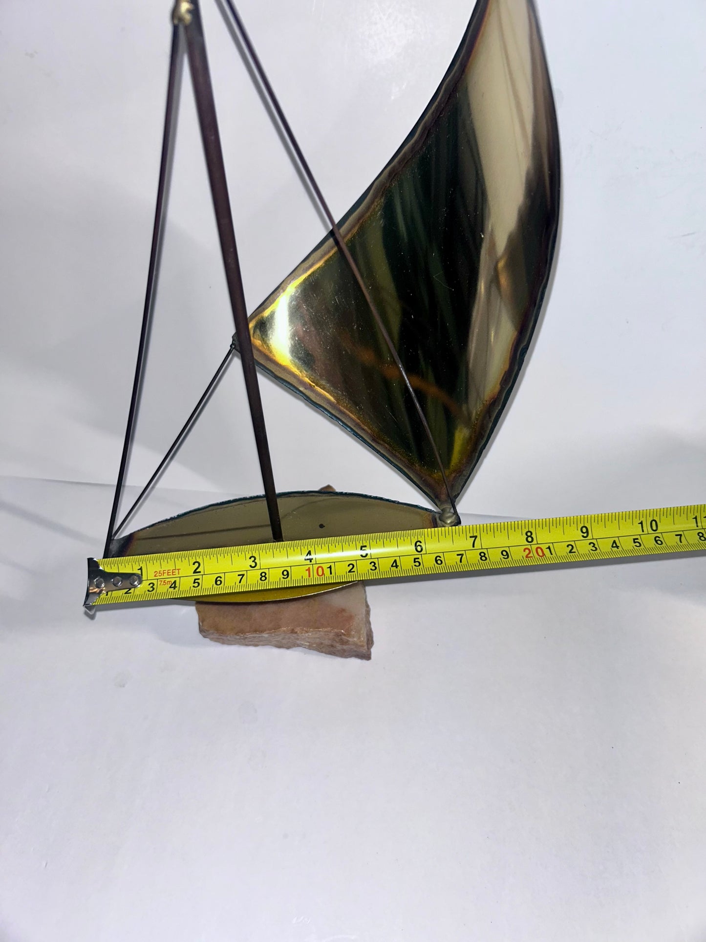 Vintage Mid-Century Modern Brass & Onyx Nautical Sculpture Set of 3