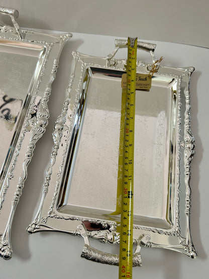 Unique Touch Edelglanz Premium Silver Plated Serving Trays (Set of 2)