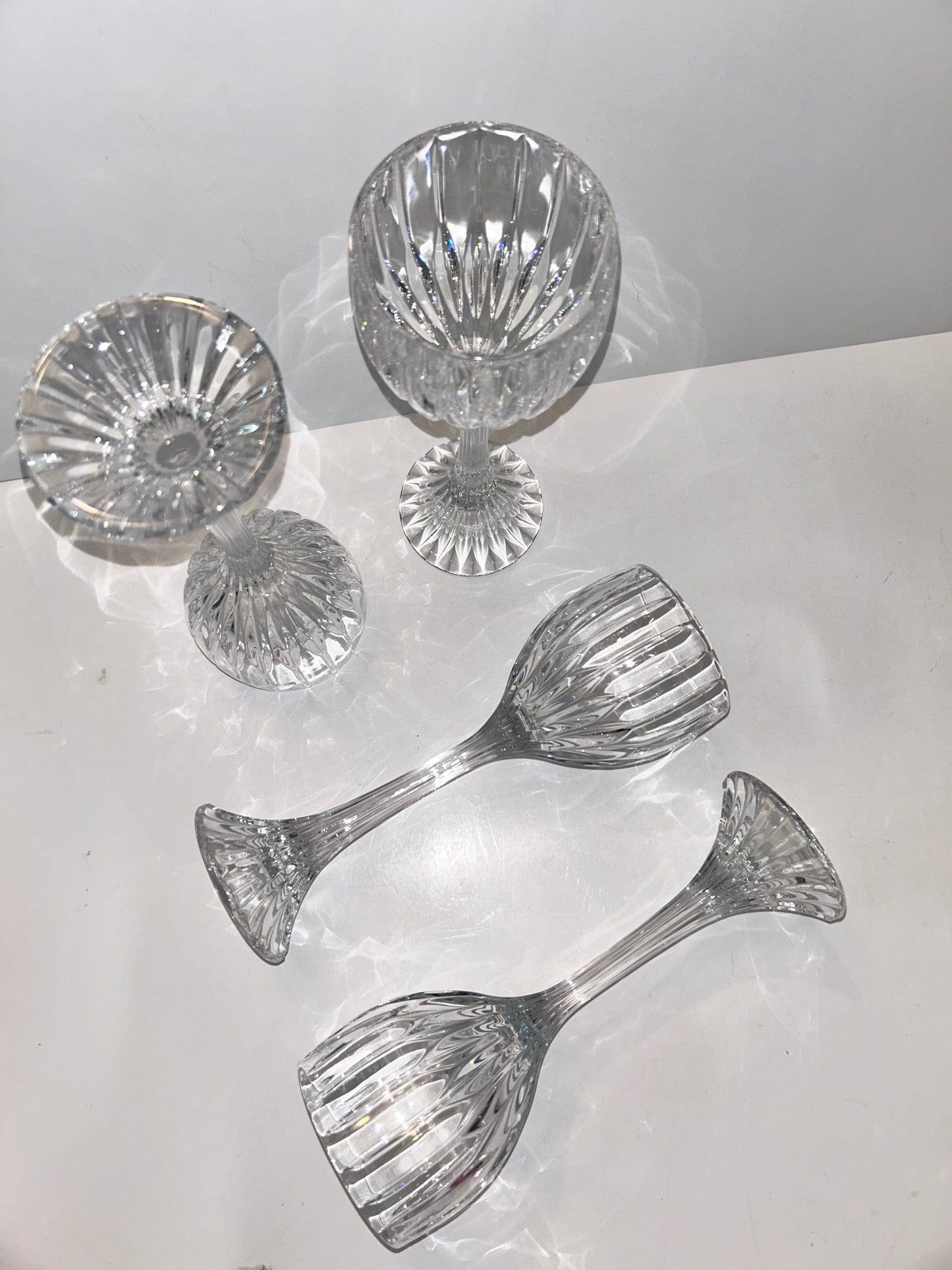 Set of 4 | Mikasa Park Lane Crystal Hock Wine Glasses | 8 1/4" Tall | Vertical Cut Design