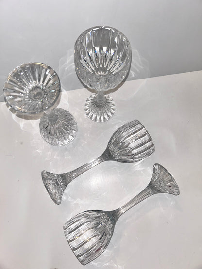 Set of 4 | Mikasa Park Lane Crystal Hock Wine Glasses | 8 1/4" Tall | Vertical Cut Design