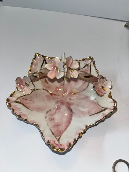 Antique Victorian Brass Stand with Capodimonte Style Bowls & Seashell Collection