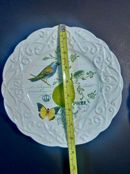 NWT Mikasa Antique Countryside Pear Plate Set  ~11" Dinner Plate & (2) 8.5" Salad Plates