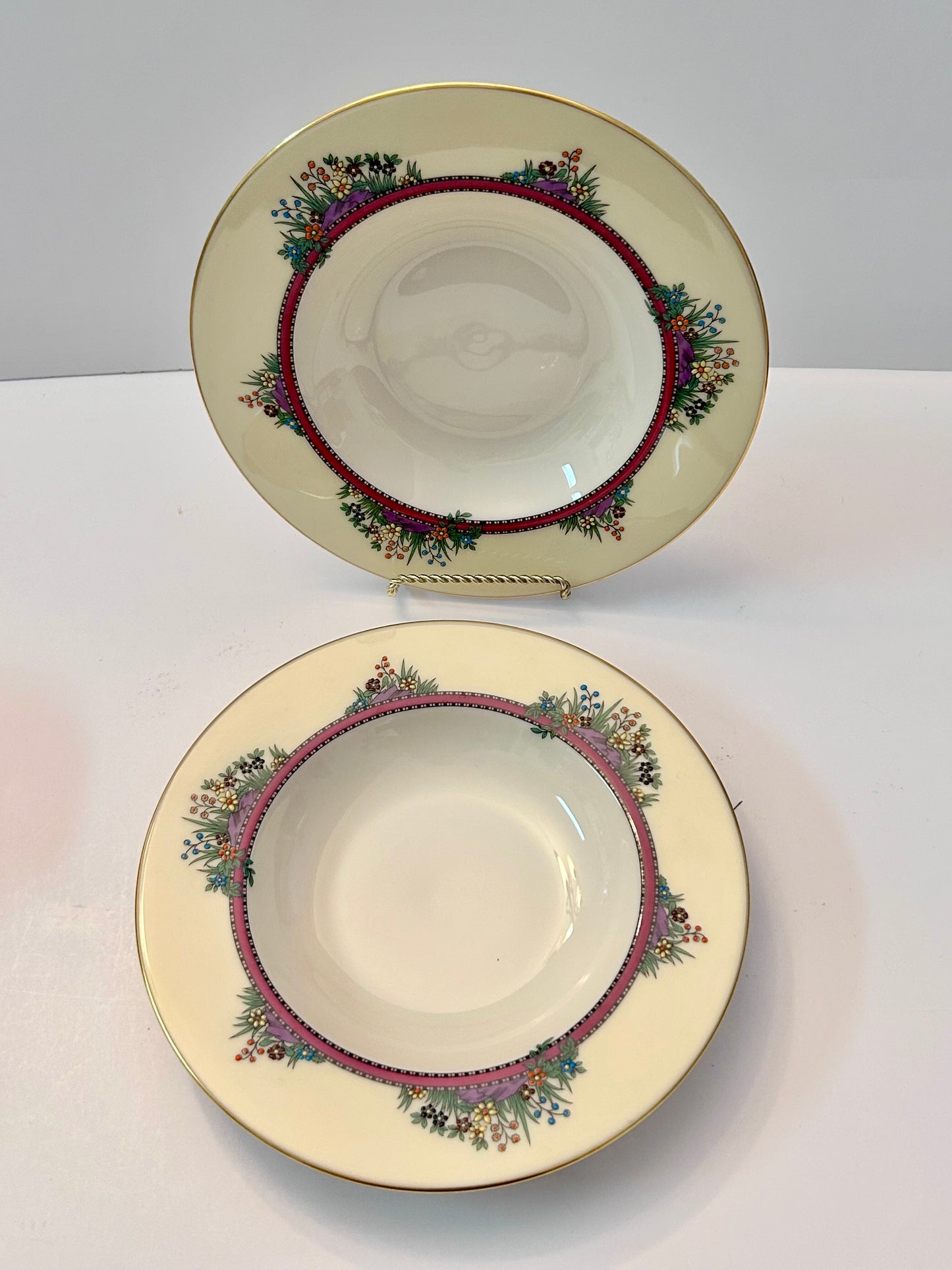 Lenox "Southern Gardens" P-310-R 26-Piece Dinnerware Set-Service for 5/6 Floral Gold Trim