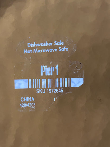 Vintage-Inspired Amber Glass Dinnerware Set (11 PCS): Pier 1 Textured Plates, Rosanna
'Parisian' Goblets & Ruffled Nesting Dishes