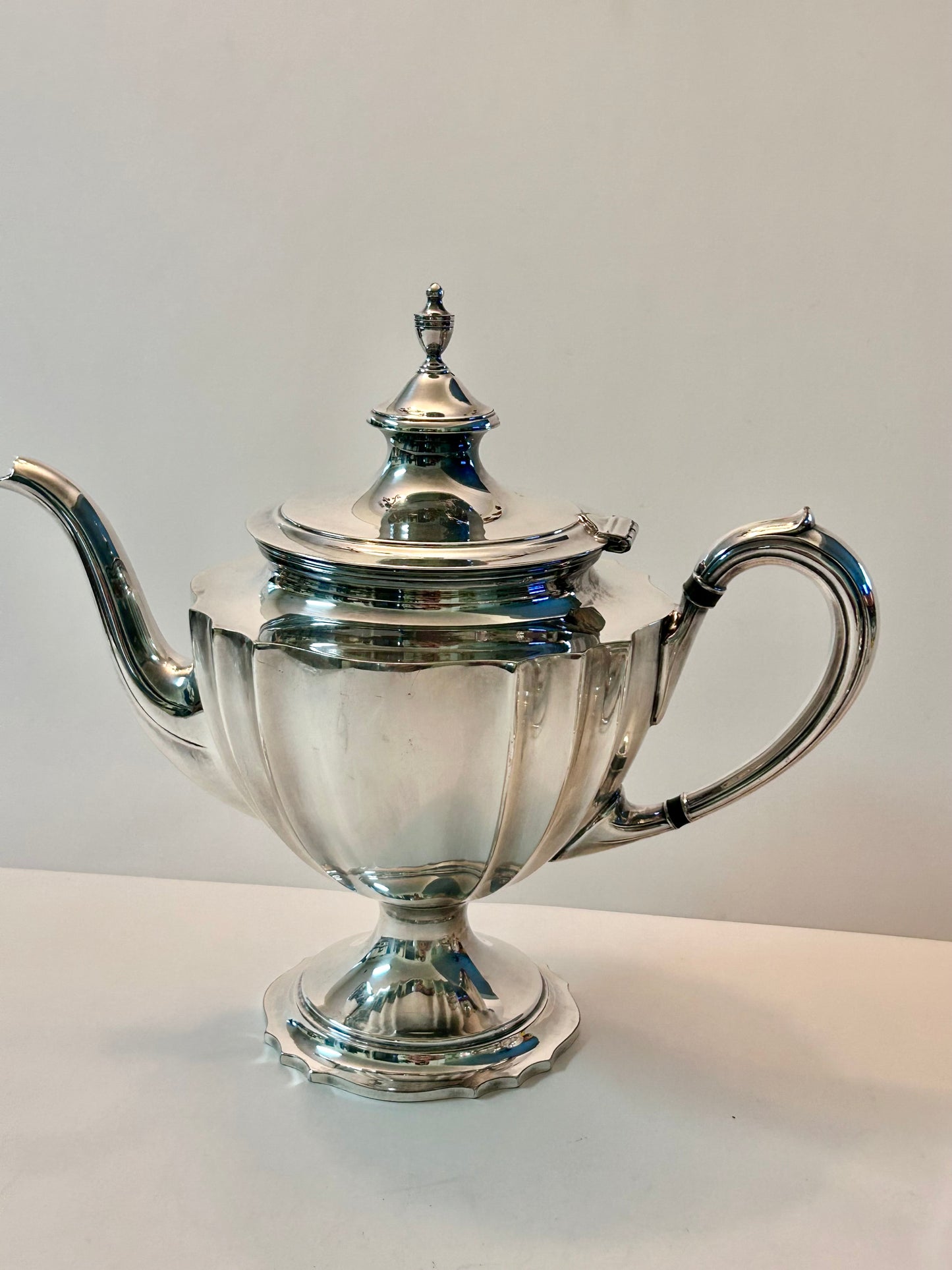 Vintage Chippendale International Silver Co. Pair of Silver-Plated Tea/Coffee Pots Engraved Monogram “M”