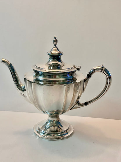 Vintage Chippendale International Silver Co. Pair of Silver-Plated Tea/Coffee Pots Engraved Monogram “M”