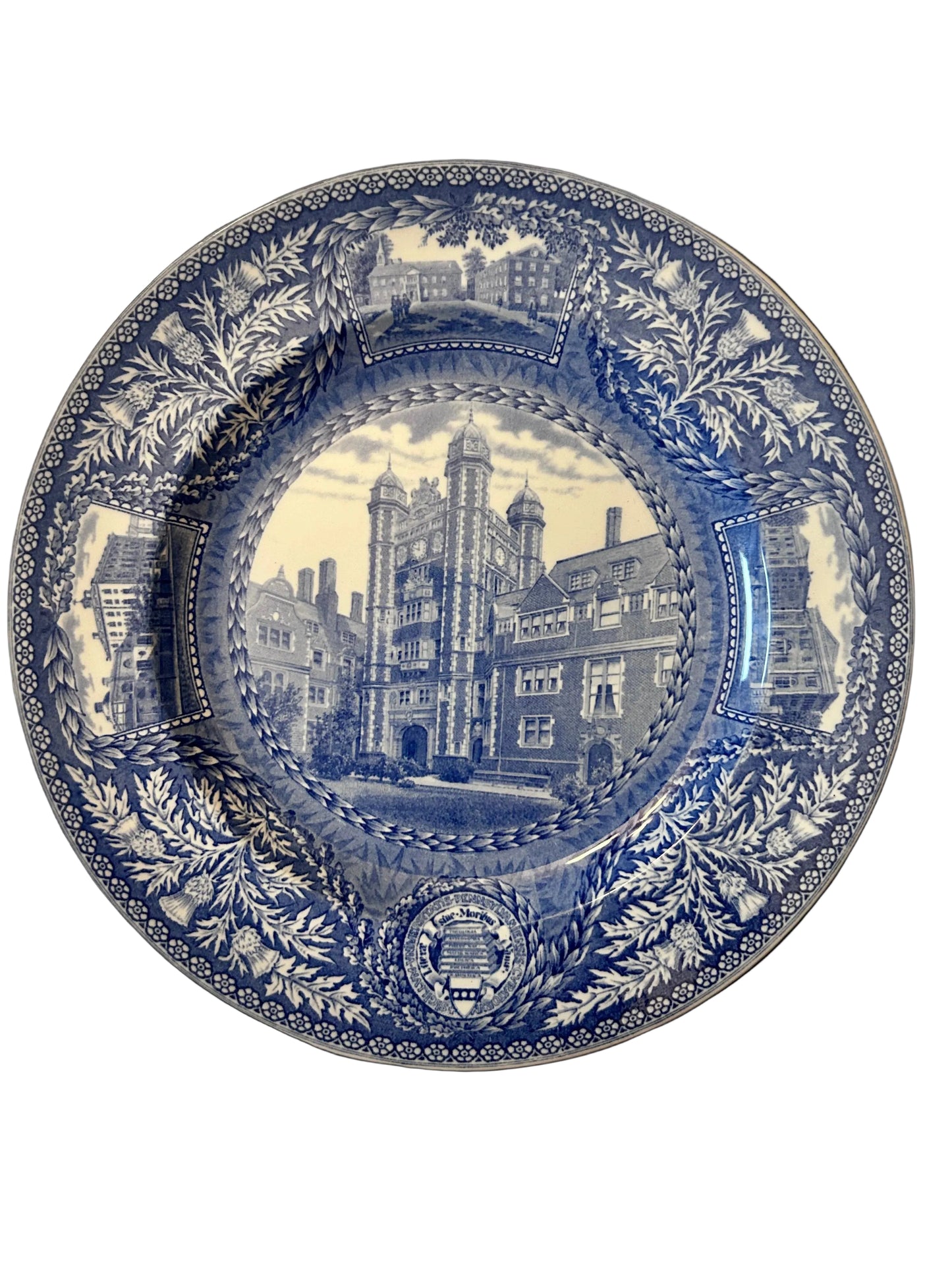 12pc Set Vintage 1929 Wedgwood England University of Pennsylvania Transferware Blue Plates