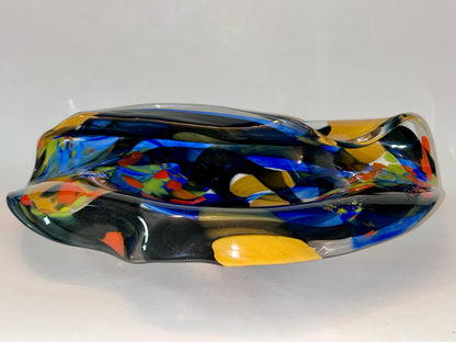 Romanian Ian Nemtoi Hand Blown Art Glass Vessel Bowl Vase Sculpture