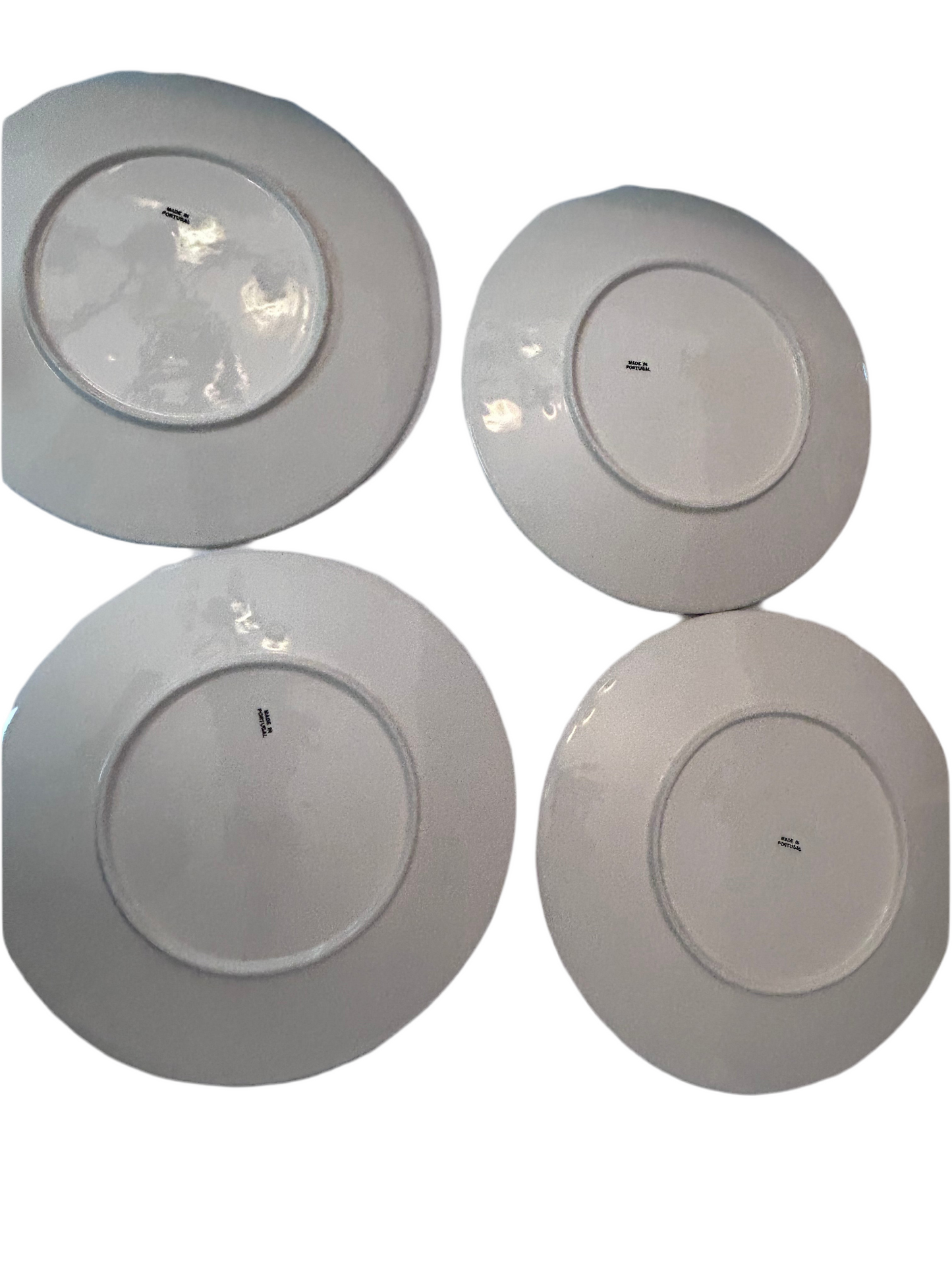 Unique Portuguese Coastal Treasures Stoneware/Ceramic Glazed (11”) Dinner Plates (Set of 4)