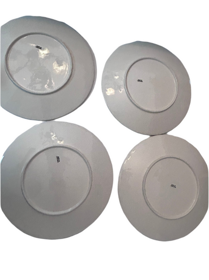 Unique Portuguese Coastal Treasures Stoneware/Ceramic Glazed (11”) Dinner Plates (Set of 4)