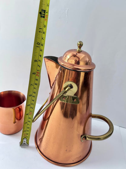 Vintage Taurus Portugal Copper Kettle & C&G USA Pitcher/ Cup Set