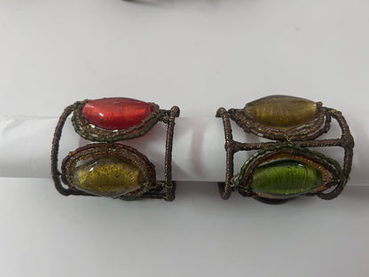 Vintage Pier 1 Imports Jeweled Glass Beetle Napkin Rings - Set of 8 - Whimsical/Boho