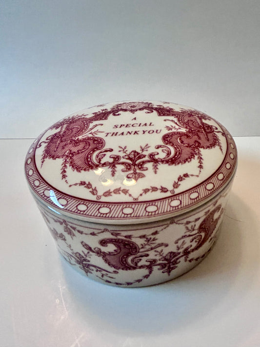 Vintage Spode "Mementos" A Special Thank You Lidded Trinket Box - Made in England