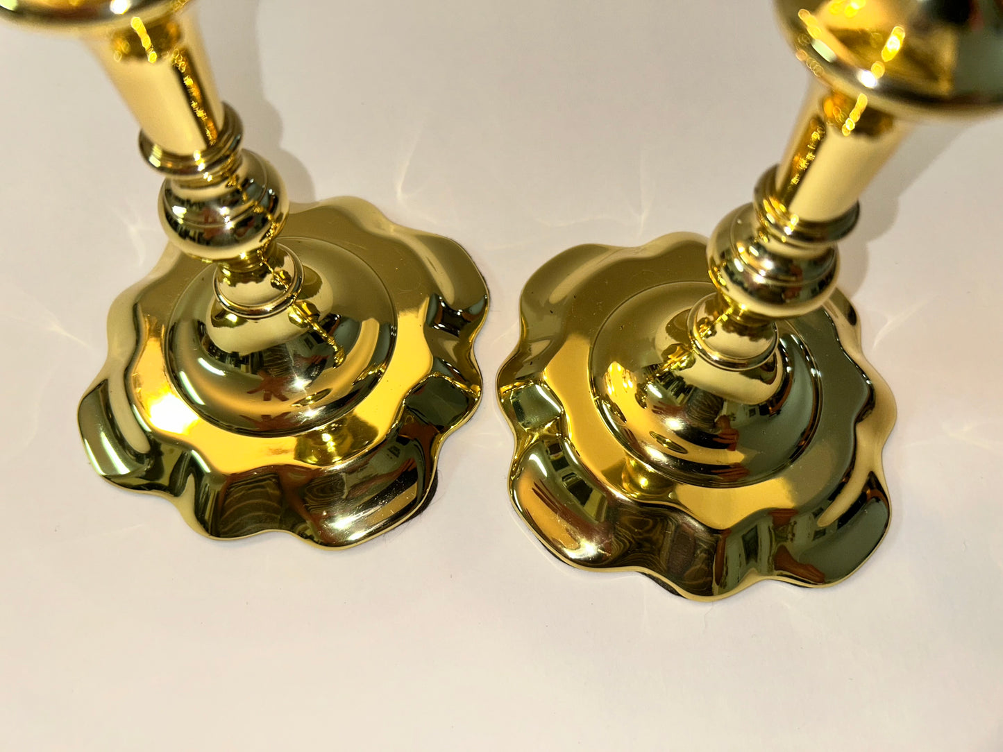 Baldwin Historic Deerfield Collection Solid Brass Queen Anne Style Candlestick Holders