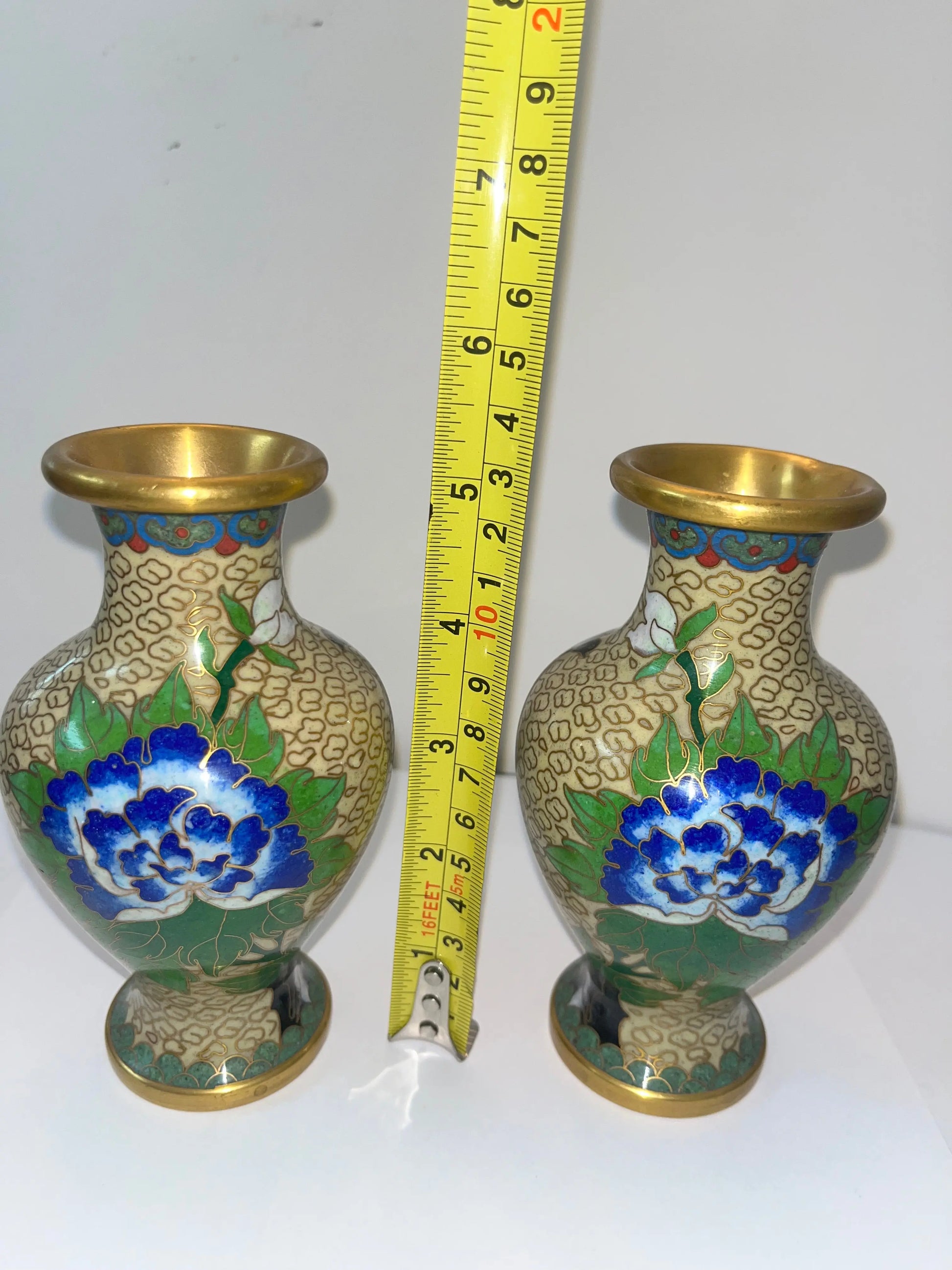 Vintage Chinese Cloisonné Vase 4 Set 