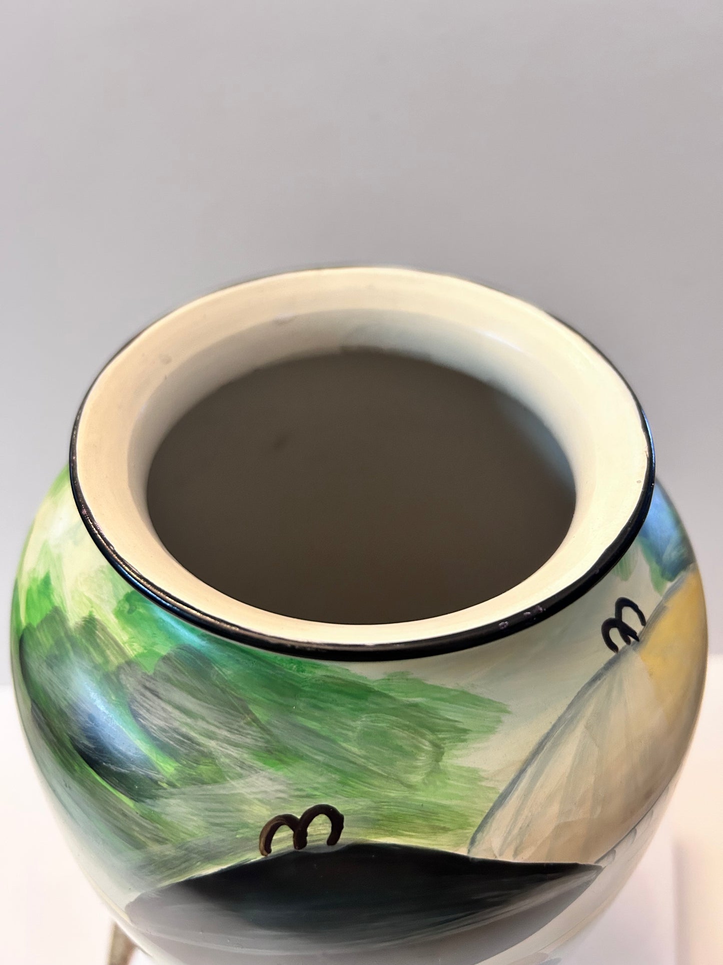 Barrington Collection 14" Hand-Painted Ceramic Vase - African Village Narrative Scene 14