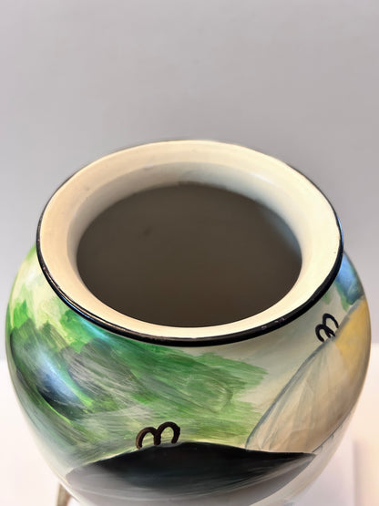 Barrington Collection 14" Hand-Painted Ceramic Vase - African Village Narrative Scene 14