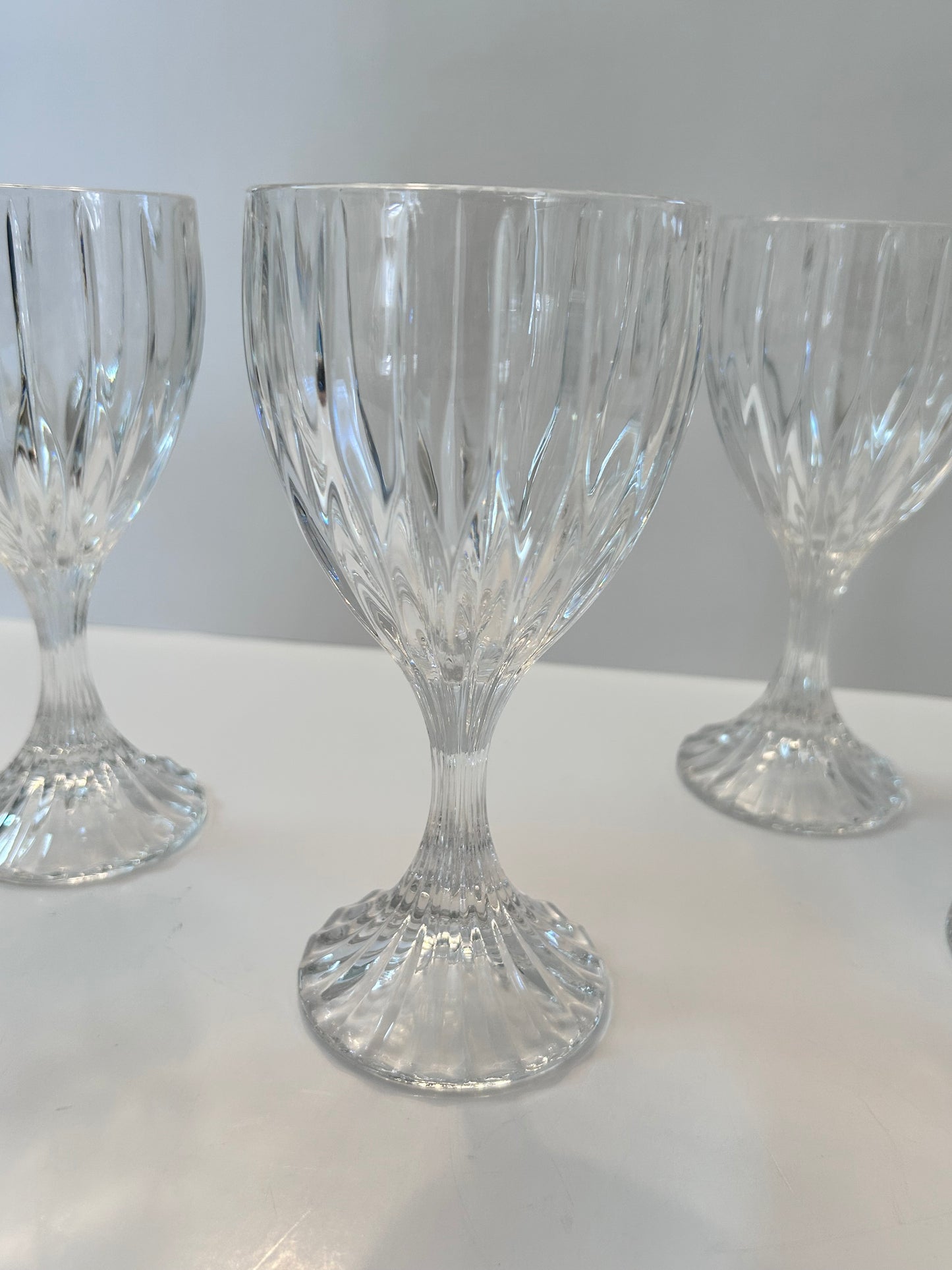 Set of 6 Mikasa Park Lane Crystal Goblets - Vintage Vertical Cut 6-3/4 in. Stemware