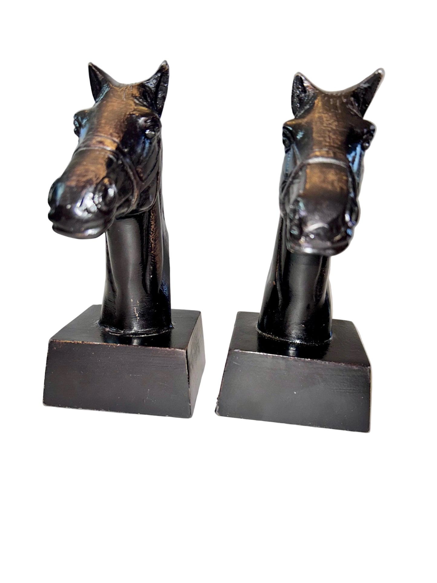 Vintage Mid-Century Cast Iron Horse Head Bookends- Heavy Equestrian Decor- Pair