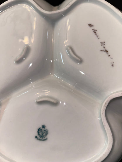 Antique Prussia Signed R.S. Germany Hand Painted Floral Three-Part Serving Dish