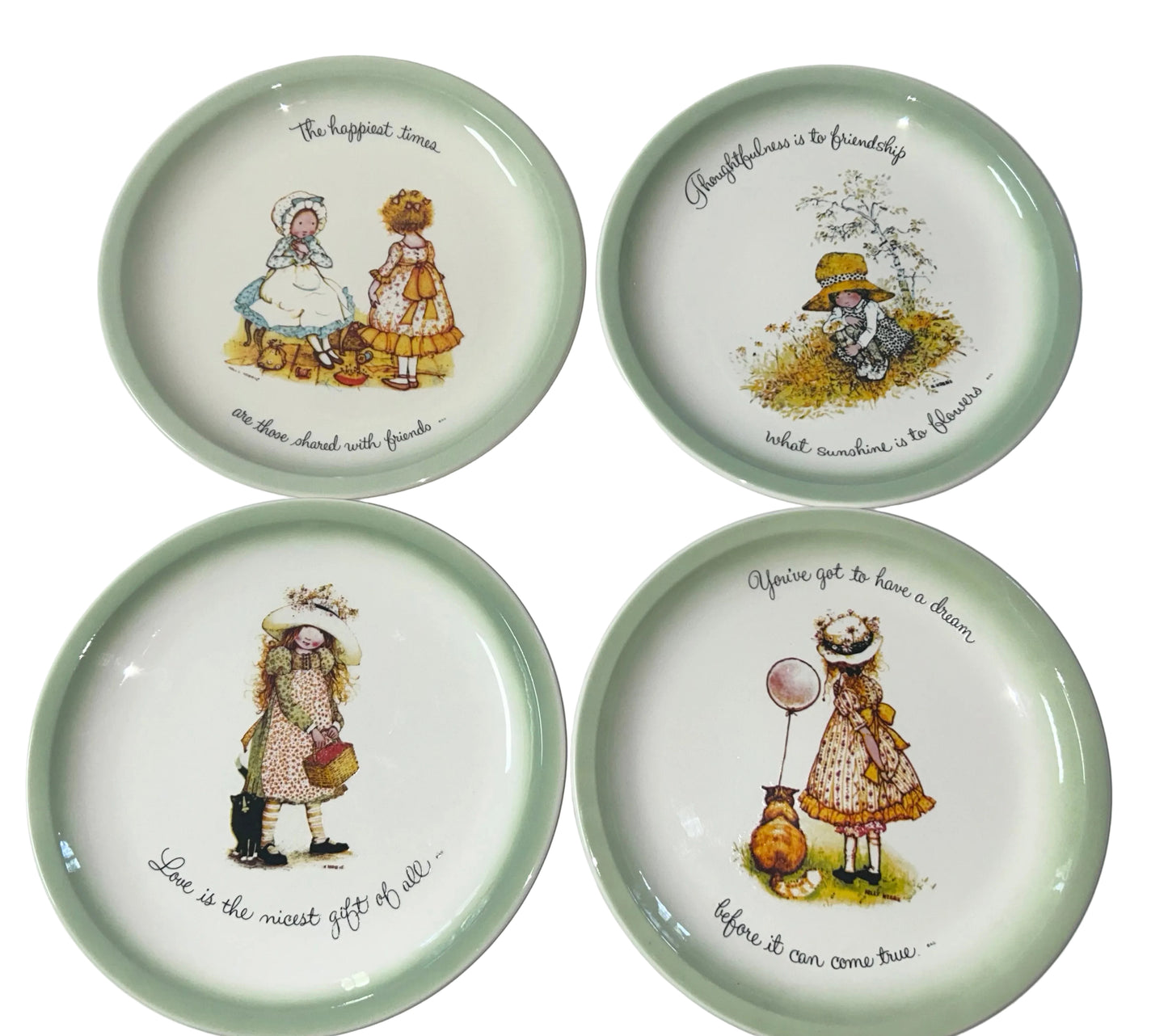 Vintage 70s Children's Plate Set (5)- Holly Hobbie & Gigi -Excellent Condition