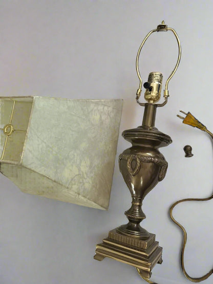 *Fix*Vintage Kaeder Unique (20”) Bronze/Brass Lamp Leather shade.