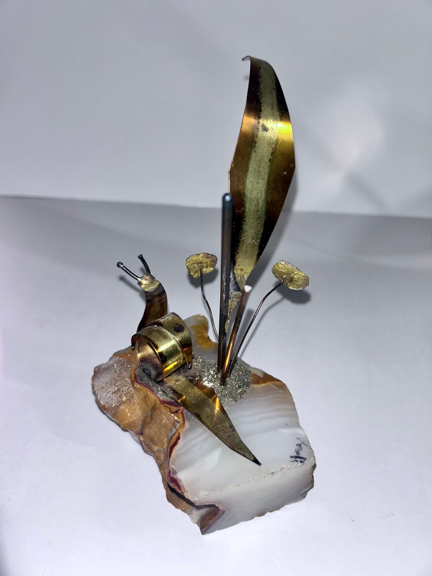 Vintage Mid-Century Modern Brass & Onyx Nautical Sculpture Set of 3