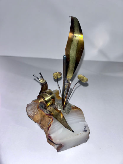 Vintage Mid-Century Modern Brass & Onyx Nautical Sculpture Set of 3