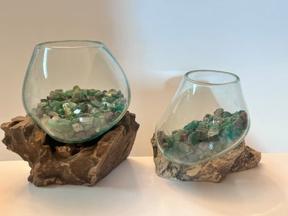 Coastal Chic Driftwood Centerpiece Candleholder Mystic & Driftwood Terrarium (3-Piece)