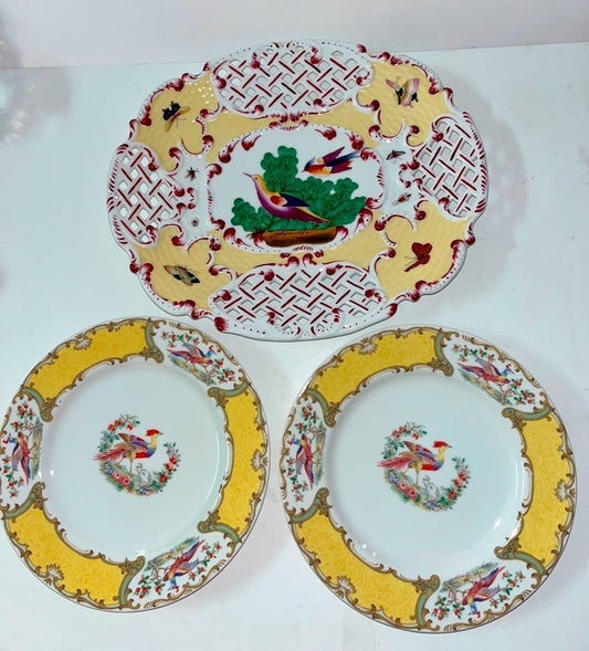 Chelsea House Bird Butterfly Decorative Platter (12”)& Andrea Sadek Chelsea Bird (8”)Plates