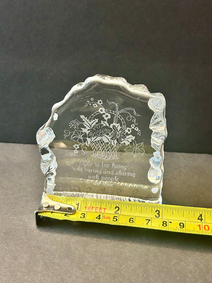 Signed Carl Kraft Art Glass Apple Paperweight & 1976 Hallmark Lead Crystal Set (3pc)