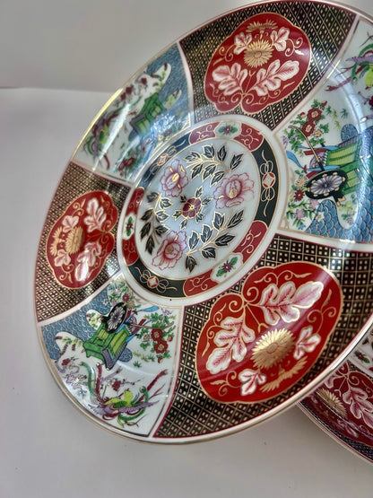 Vintage Eihwa/Kogo Japan Imari-Style 10" Multi-Panel Charger/Serving Plate, c. 1950s-1960s.