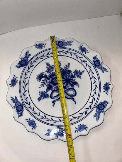 Vintage Serving Platter Cracker Barrel "Blue Garden"
