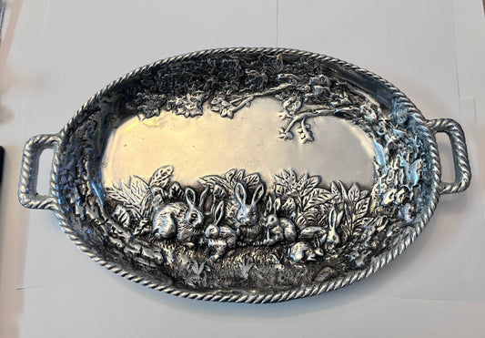 Vintage Sheridan Imports Aluminum Bunny Serving Tray