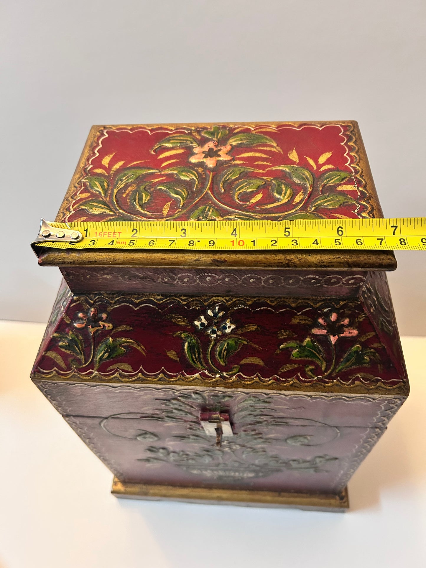 Vintage Handmade, Hand-Painted Wooden Storage/ Jewelry Box