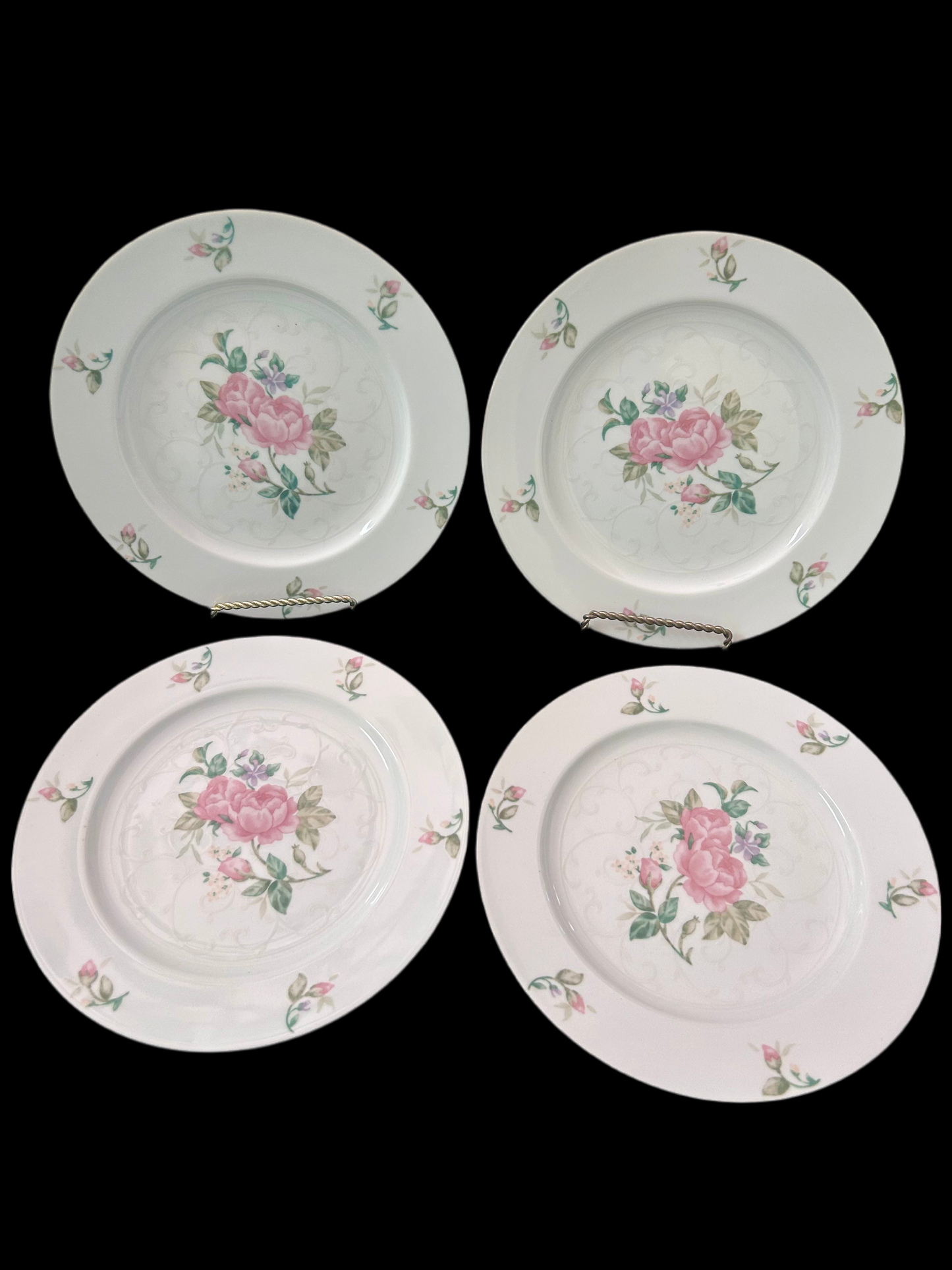 Gorham Lady Anne Pink Rose Salad Plates (Set of 4)