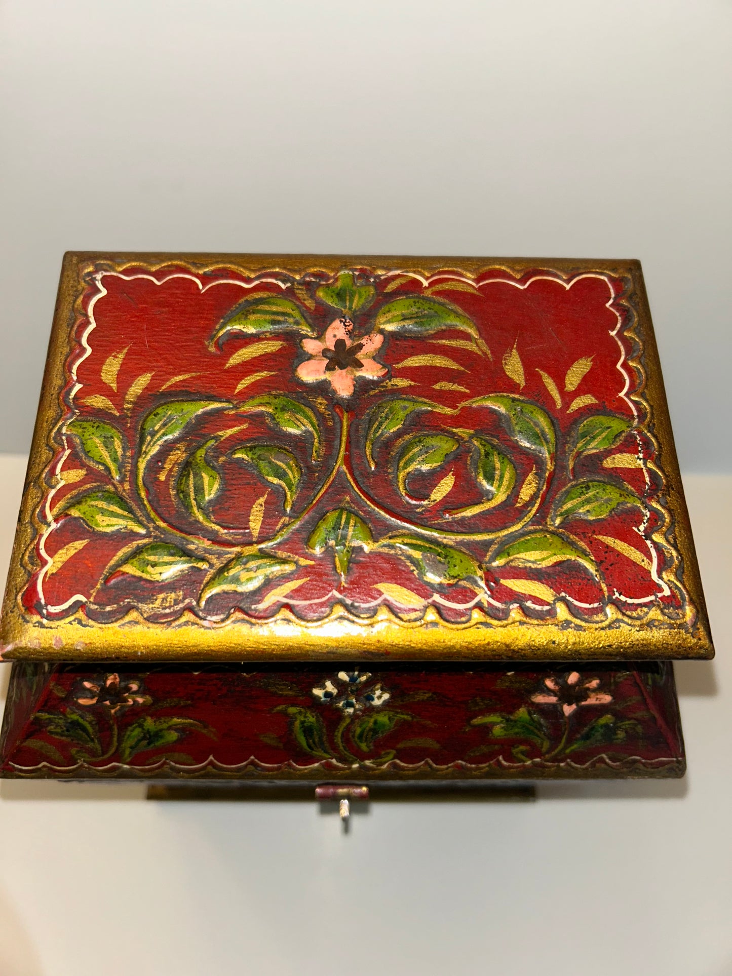 Vintage Handmade, Hand-Painted Wooden Storage/ Jewelry Box