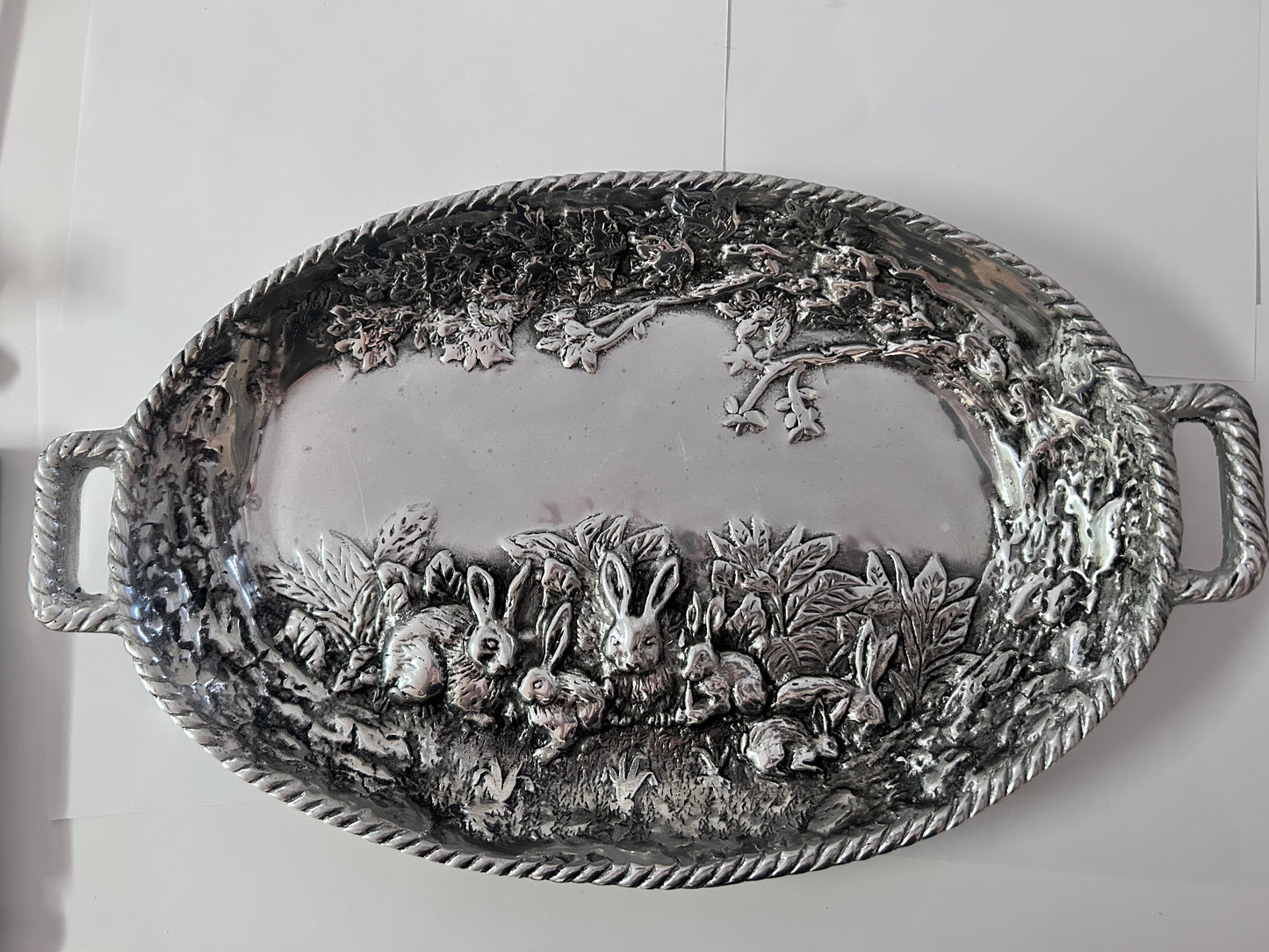 Vintage Sheridan Imports Aluminum Bunny Serving Tray
