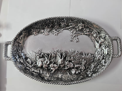 Vintage Sheridan Imports Aluminum Bunny Serving Tray