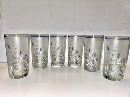 Set of 6 Woodstock by Noritake Japan Floral Frosted Tumblers.